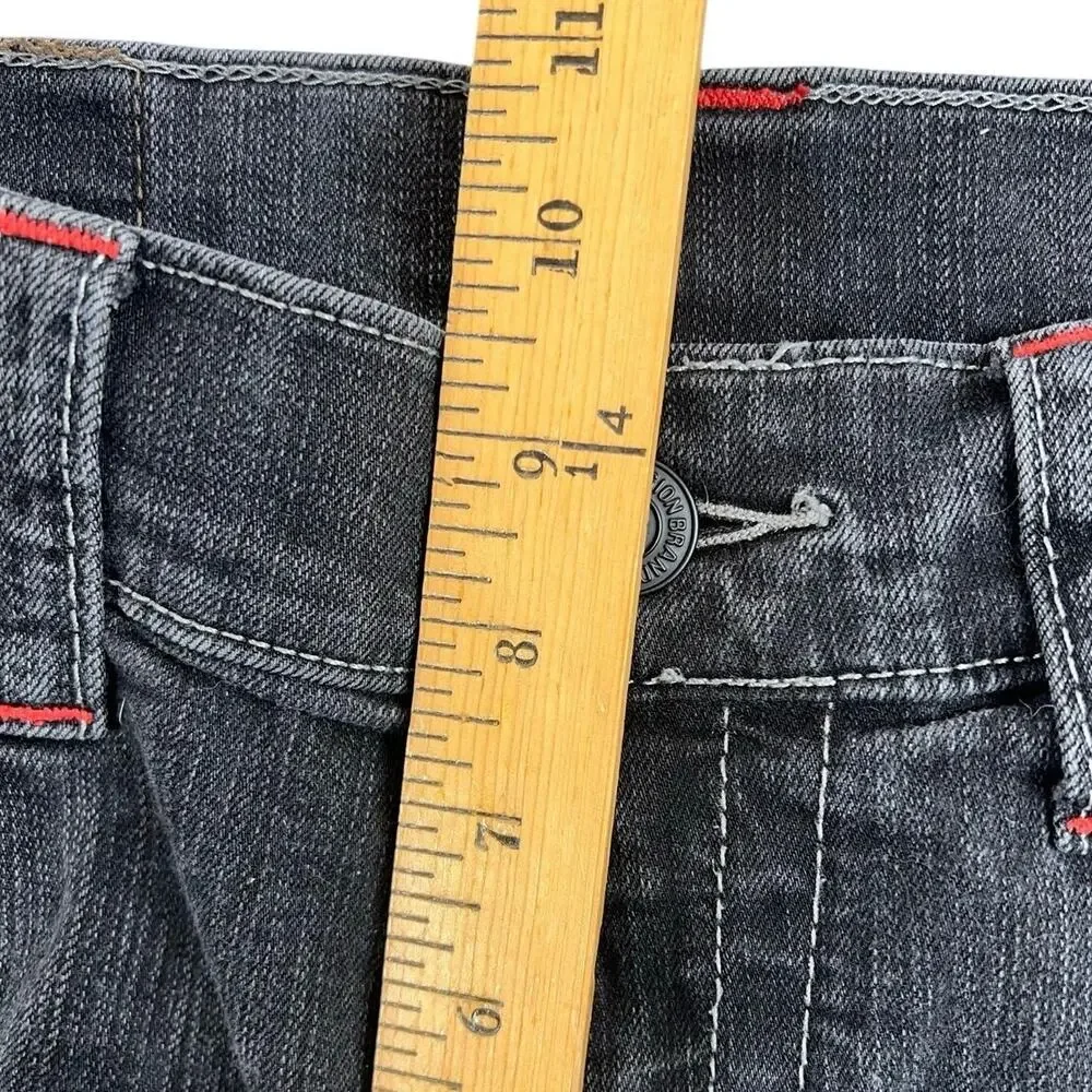True Religion Moto Jeans Black Wash Biker Stitch Slim Straight Men’s 32